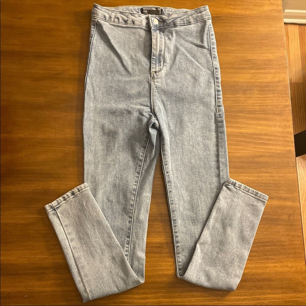 Pretty Little Thing Disco Denim Jean Legging High Rise Size 6